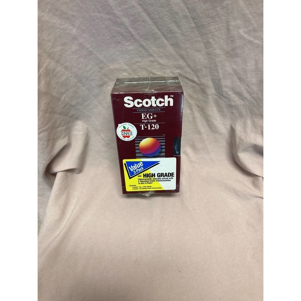 3 SEALED SCOTCH EG & EG+ Blank VHS Tapes 6 Hour NEW VCR T-120